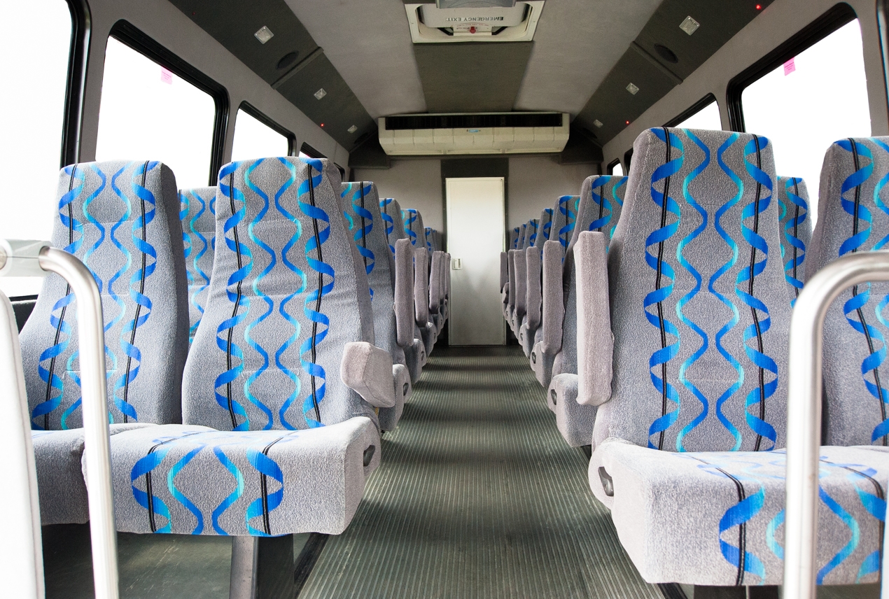inside 28 passenger mini bus